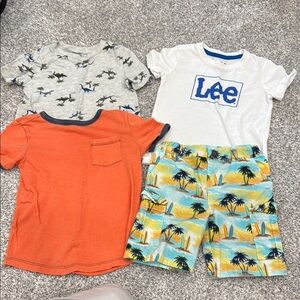 Lee Kids White Logo Tee and Tropical Shorts Set